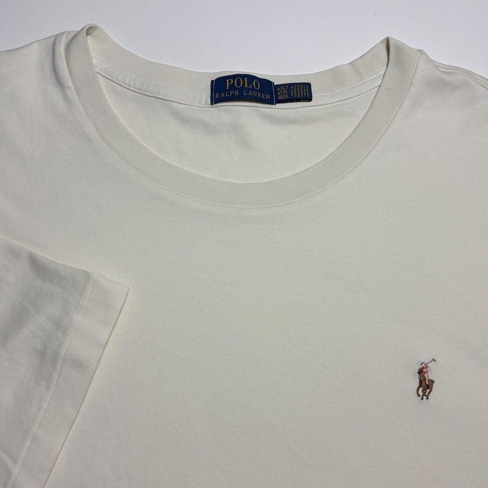 Polo Ralph Lauren Mens 4XLT Cream Cotton Crewneck Short Sleeve T-Shirt Tall Fit